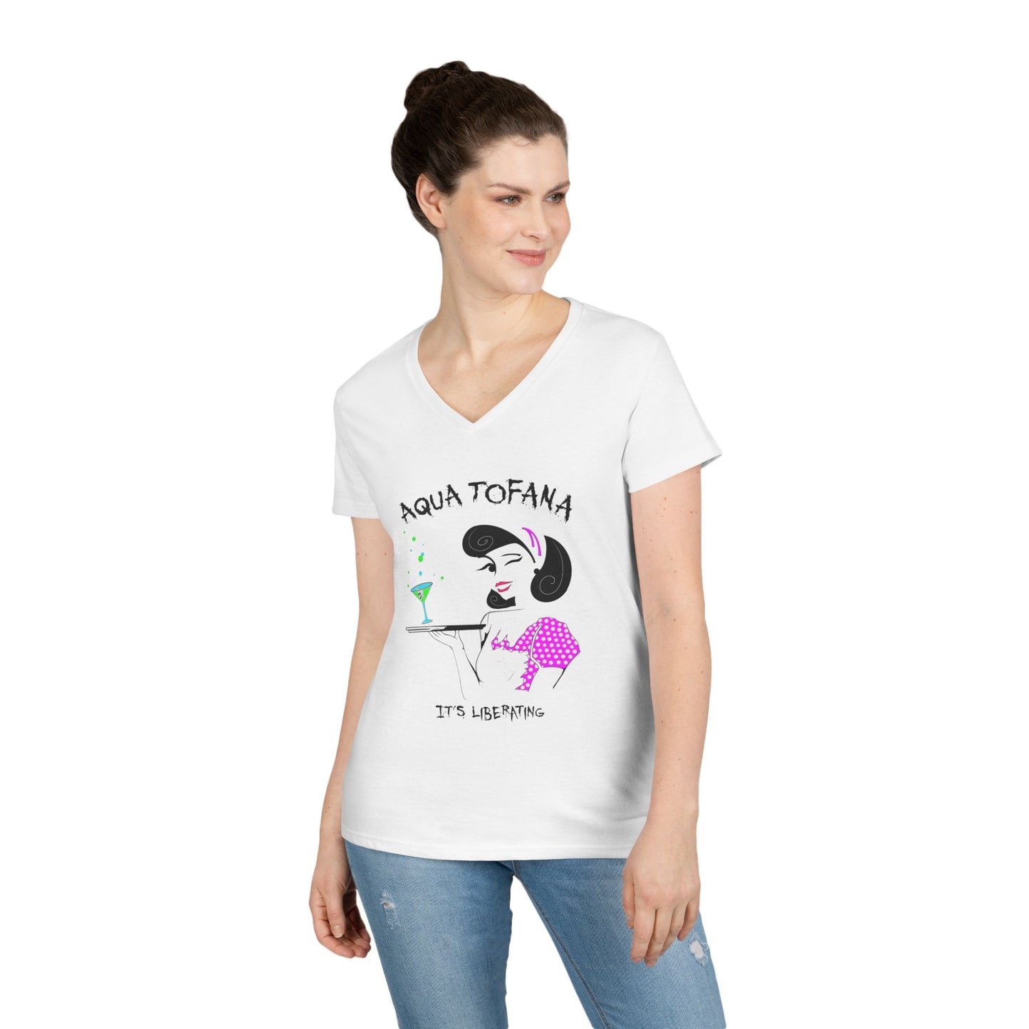 Ladies Aqua Tofana V Neck Tee