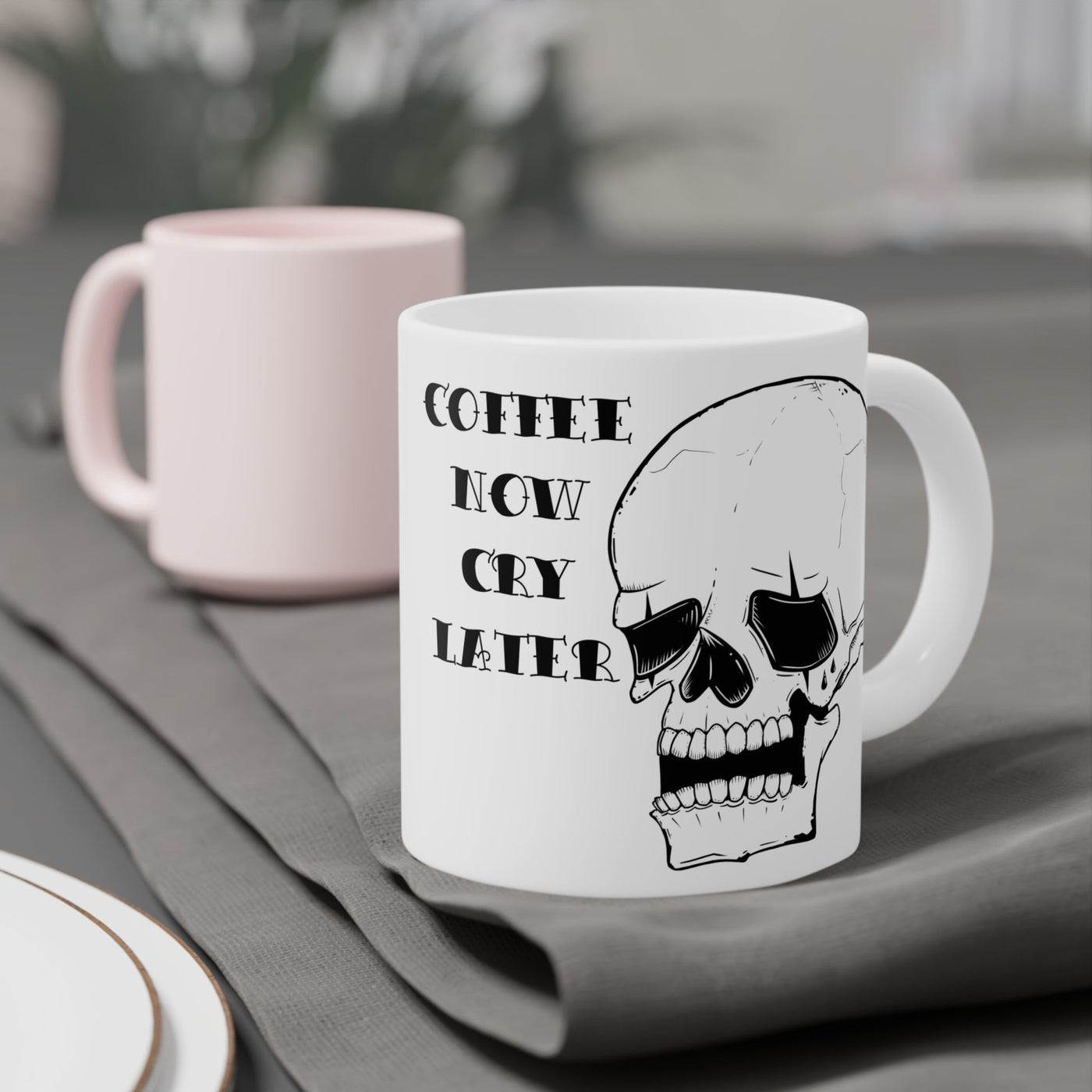 coffee now cry later coffee mug