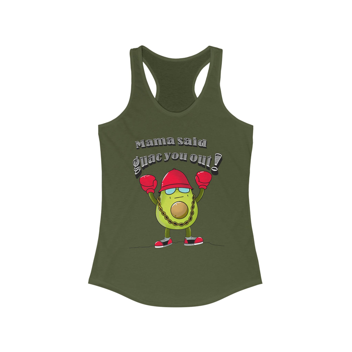 Mama Said Guac You Out Punny Avocado Women’s Racerback Tank