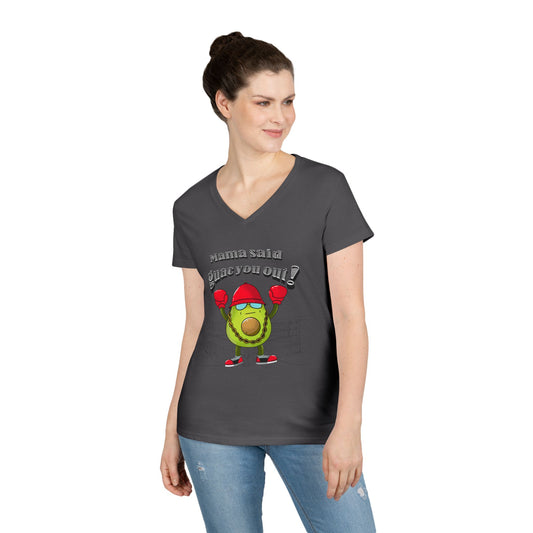 Funny Avocado V-Neck T-Shirt – "Mama Said Guac You On!"