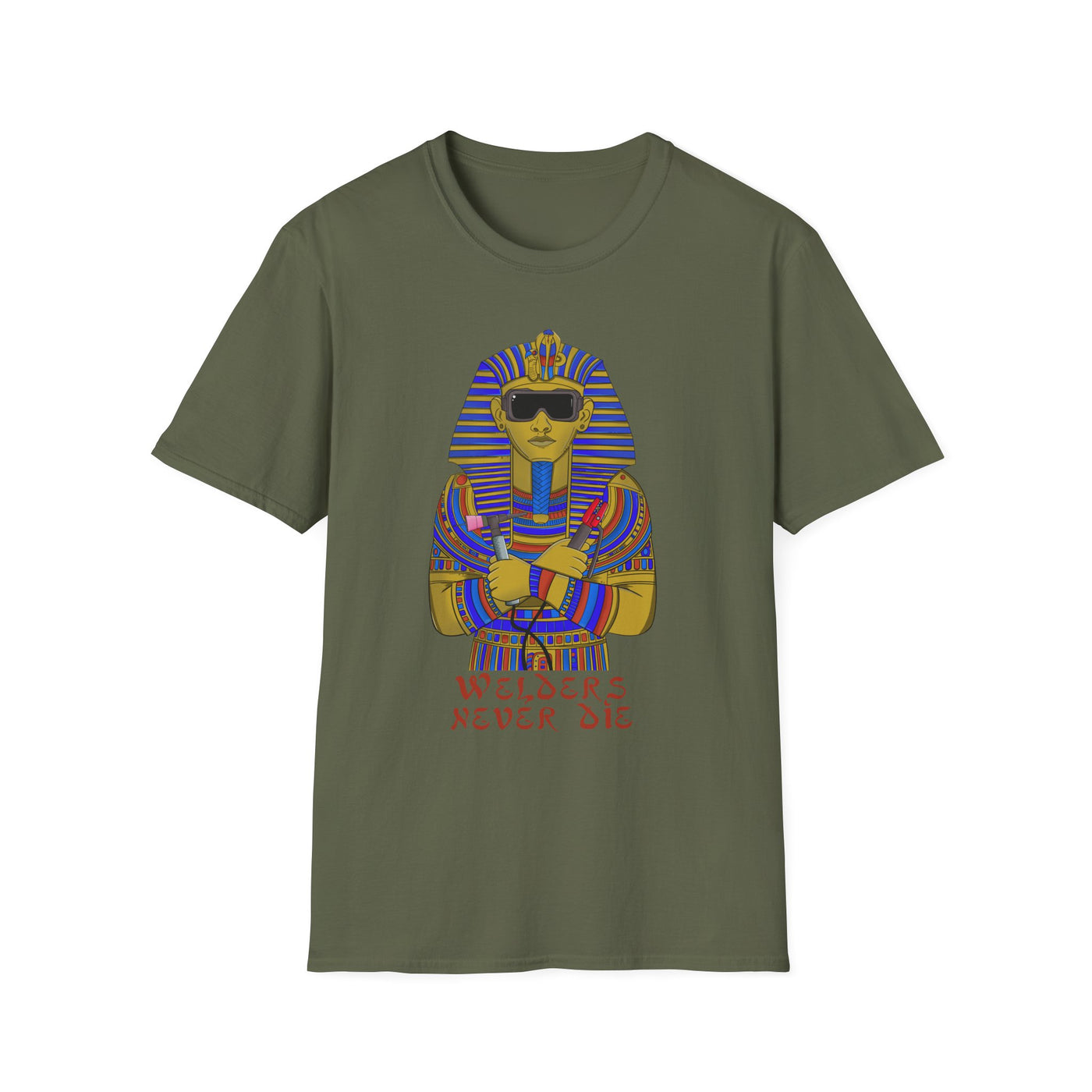 Welder Pharaoh T-Shirt — "Welders Never Die" Graphic Tee for Welders & Metalworkers