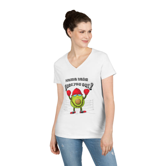 Funny Avocado V-Neck T-Shirt – "Mama Said Guac You On!"